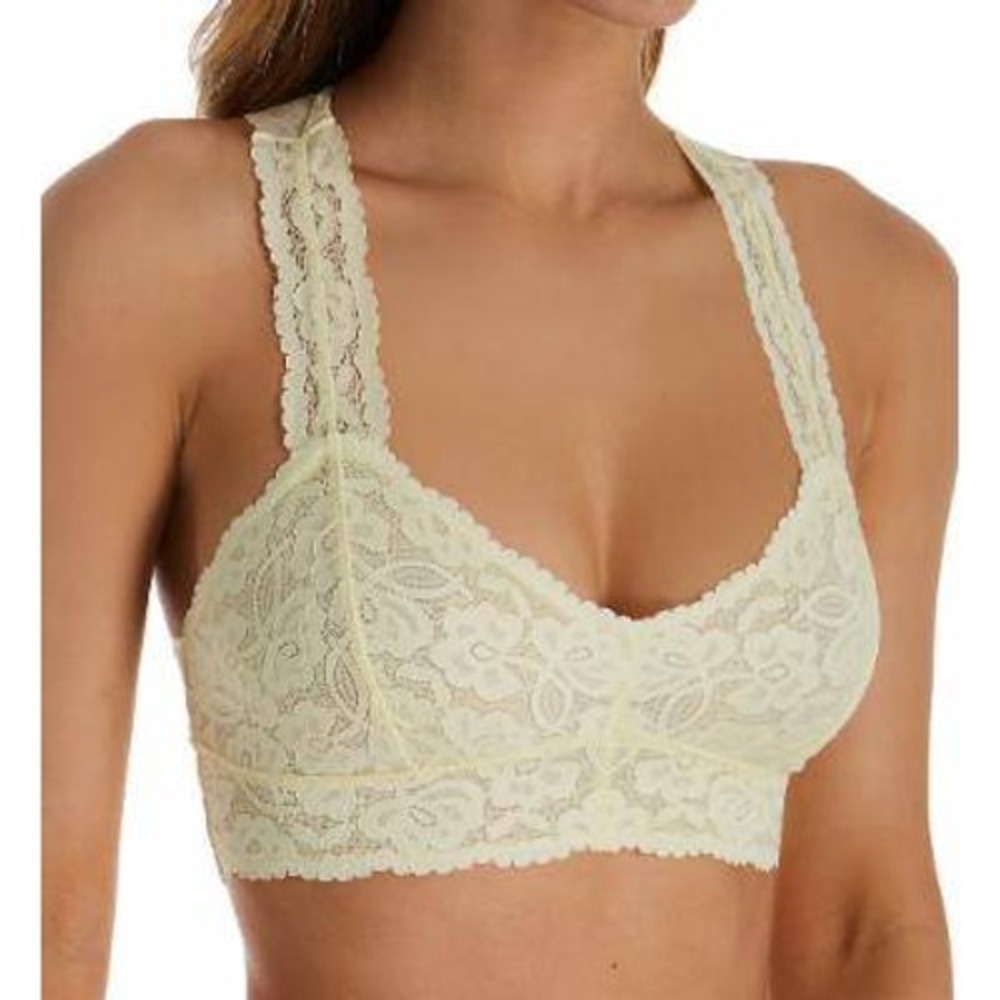 Free People Galloon Lace Racerback Bralette Yellow OB590924 Medium NWT